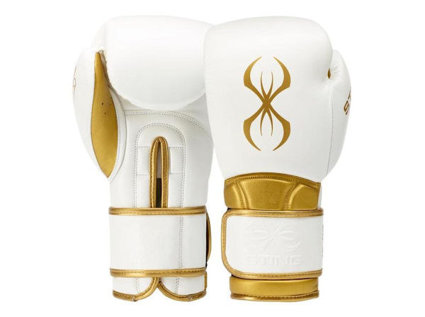 Sting Boxing Viper X Leather Sparring Gloves White Gold Velcro